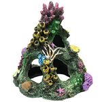 SLOCME Aquarium Coral Reef Decorations - Fish Tank Coral Rock Mountain Cave Ornament，for Betta Fish Sleep Rest Hide Play and Breed