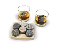 Granite Whiskey Chilling Stones "On The Rocks" with 2 Free 10-Ounce Tumblers and Presentation/Storage Tray by Sea Stones