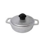 IMUSA USA 4 Piece 0.5Qt Traditional Colombian Mini Calderos (Dutch Oven) for Cooking and Serving, Silver