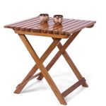 AMAZE SHOPPEE Wooden Foldable Coffee Table - Teak Wood, Light Brown - Perfect Center Table for Living Room (21 INCHES)