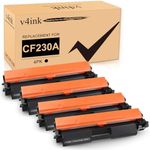 v4ink Compatible CF230A Toner Cartridge Replacement for HP 30A 30X CF230A Toner Cartridge Black Ink for HP Pro M203d M203dn M203dw M227fdn M227fdw M227sdn Printer (4Pack Newest Version)