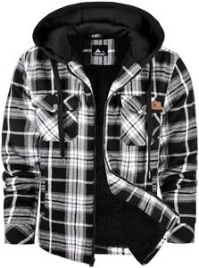 Dekomere Men's Thick Fleece Plaid Jacket Flannel Shirts Sherpa Lined Full Zip Up Hoodie Winter Coat with Pockets