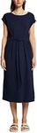 ESPRIT Jersey Midi Dress with Tie Belt, Navy, XS