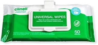 Clinell Universal Cleaning and Surface Disinfection Wipes Multi Purpose Wipes - Pack of 50 Wipes - Clip Pack - Kills 99.99 Percent of Germs, Effective from 30 Seconds