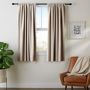 Amazon Basics Room Darkening Blackout Window Curtains with Tie Backs Set - 107 x 161 centimeters, Taupe, 2 Panels