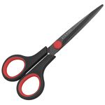 KUONIIY Scissors Ultra Sharp Titanium Coating Blades Soft Comfort-Grip Handles Multi-Purpose Scissors, BlackRed, 6 Inch