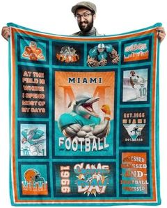 CusFuk Miami Football Fans Plush Throw Sherpa Throw Blanket, Football Style Travel Blanket，Gifts for Men Women Boys Kids Fans Football Lovers 50" X 60"