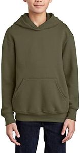 JustBlanks Youth Hoodies for Boys Girls Fleece Sweatshirt Children Pull on Hoody sweatshirt Youth Hooded Sweatshirt - Olive Drab Green - L