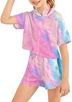 Girls Tie Dye Clothes Outfits Lounge Set Jogger Suits Tracksuits Sweatshirts Activewear Crop Tops Hoodies Shorts Sets Size 10-12