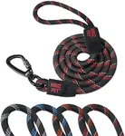 KRUZ PET Reflective Dog Leash - KZROPE5060-03L - Soft Silicone Grip - Click & Lock Snap - Pet Walking, Running, Training - Heavy-Duty, Durable Rope - Security, Control and Comfort - Red - 1/2" x 5 FT