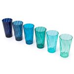 LIVIVO Acrylic Plastic Tumblers - Set of 6 Reusable Drinking Glasses in Coastal Colours, BPA-Free, Dishwasher Safe, 600ml Capacity