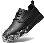 Non Slip Work Shoes for Men Waterproof Oil Resistant Slip On Lightweight for Food Service Kitchen Chef Restaurant Classic Casual Walking Dress Shoes Black