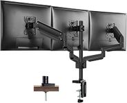 Triple Monitor Mount Desk Stand - 3 Premium Aluminum Full Motion Gas Spring Height Adjustable Arms Fits Three 17"-27" VESA Screens - C-Clamp and Grommet Bases Included