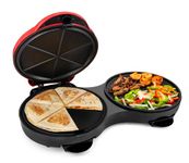 Nostalgia Taco Tuesday Quesadilla and Fajita Maker and Griddle Station, 2-in-1 Non-Stick Grill and Quesadilla Press with 8-Inch Cooking Surfaces