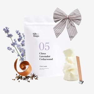 Siblings Essentials, Candle Refill Kit, DIY Candle Kit (No 05: Clove, Lavender, Cedarwood) - Eco-Friendly Candle Refill, Clean Fragrance and Essential Oils, Coconut and Soy Wax