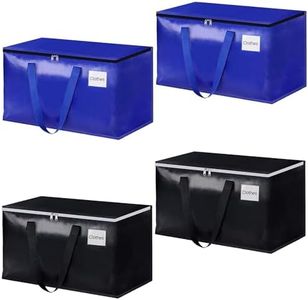 Nandaga Moving Bags, Storage Bags with Sturdy Handles and Heavy Duty Zippers, Storage Totes for Space Saving, Moving & Storage, Collapsible Moving Supplies (4 Pack, 2 Blue&2 Black)