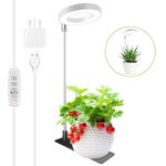 Kullsinss Grow Lights for Indoor Plants, 48 LEDs Full Spectrum Plant Grow Light with Detachable Base, Height Adjustable, 3 Spectrum Modes, Automatic Timer, Dimmable Plant Light for Small Plants