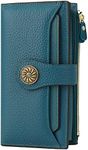 Travelambo Wallets Women RFID Large Capacity Luxury Waxed Leather Clutch Wallet Multi Card Organizer, Pebble Teal, 7.32 x 4.05 x 1.1 Inches, Vintage