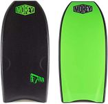 Morey Bodyboards Mach 7SS Polyproplene (PP) 1 Stringer Crescent Tail Body Board 41.5" - Black/Black/Lime Green