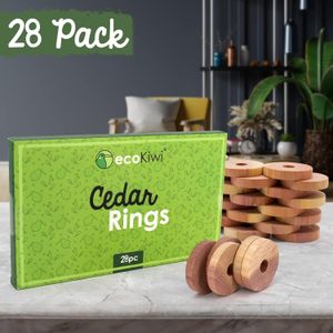 ecoKiwi Cedar Moth Repellent Rings, 28-Pack – Natural Wardrobe Protection