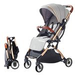 SONARIN Lightweight Stroller,Compact Travel Buggy,One Hand Foldable,Five-Point Harness,Upgraded Wheels,Great for Airplane(Grey)