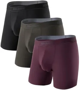 Separatec Mens Underwear with Pouch Premium Soft Micro Modal Boxer Briefs Comfortable Dual Pouch Underwear for Men 3 Pack(M,Olive Green/Black/Deep Purple)