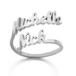 RWQIAN Personalized Name Rings Custom Spiral Twist Ring Hearts Personalized Jewelry Open Adjustable Ring BFF Gift for Women