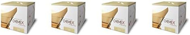 Chemex Bonded Unbleached Pre-Folded Square Coffee Filters, 100 Count, Set of 4