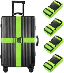 BILIONE 4 Pack Luggage Straps 79" Long Belts Keep Suitcase Secure While Traveling, TSA Approved Add a Bag Premium Accessory for Travel Bag Closure (4 Pcs Green)