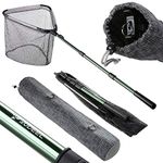 Rodeel Rubber Coated 61" Telescopic Fishing Folding Landing Net Pole Extending 23-61 inch 58-155 cm for Fly Carp Course Sea
