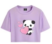 SURVIM Girls 3-Hearted Half Sleeve Printed Cotton t-Shirt Crop Top Purple 11-12Yrs