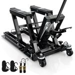HOMFME 680 kg Hydraulic Motorcycle Lift Jack, Motorbike Lifting Stand with 3-Level Height Adjustable Platform, Wheels, Heavy Duty Motorcycle Jack Lift Table Hoist Stand for ATV UTV Quad (Black)
