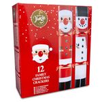 10 x Santa And Snowman Christmas Crackers - Christmas Party Hats And Crackers - Eco Friendly - Christmas Crackers - Party Hats - Includes Bangers Snaps - Christmas Decorations