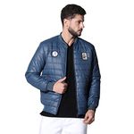 Caraba Men's Winter Bomber Quilted Jacket Regular Fit_Blue_XL