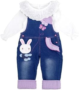 Chumhey Little Girls & Baby 2-Piece Cute Overalls Jeans Clothing Set6-12 MonthsBlue