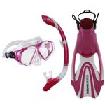 U.S. Divers Cozumel Adult Snorkel Set - Anti-Fog PC Lens, Easy-Adjust Mask Buckles, Dry Top Snorkel, Adjustable Fin Buckles -Unisex Adult,Gray/Dark Pink,Large (9.5-11.5),SR3981022L