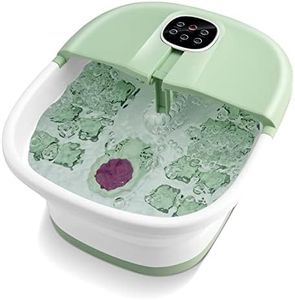 Multigot Foot Spa Massager with Heat Bubbles, Folding Pedicure Footbath with Timer, Temperature Control, Massage Rollers and Grinding Stone, Electric Foot Soaker Tub for Home (Light Green)