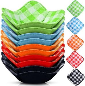 Hot Bowl Holder Microwave Safe Bowl Cozies Multipurpose Soup Bowl Holder Hot Heat Proof Plate Holder to Prevent Hand from Heat and Maintain Food Warm(Red, Blue, Green, Yellow, Black,10 Pieces)