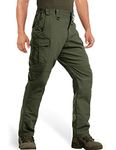 MAGCOMSEN Work Pants for Men Stretch Fishing Pant with Pockets Water Resistant Tactical Pant with Elastic Waistband Hiking Pants Outdoor Pants Green