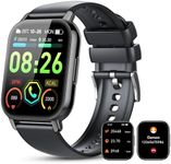Smart Watch, 1.85" Smart Watches for Men Women IP68 Waterproof, 110+ Sport Modes, Fitness Activity Tracker, Heart Rate Sleep Monitor, Pedometer, Smart Watches for Android iOS Black