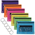 TOPTIE 6 Pack 3 Ring Binder Pouches, Zippered Binder Pencil Case with 6 Buckles for Stationery