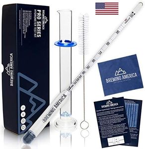 Hydrometer Alcohol Meter Test Kit: Distilled Alcohol American-Made 0-200 Proof Pro Series Traceable Alcoholmeter Tester Set with Glass Jar for Proofing Distilled Spirits - Made in America