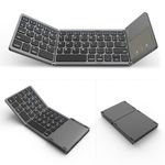 VssoPlor Foldable Bluetooth Keyboard with Touchpad, Dual Modes USB Wired Folding Wireless, Portable Mini Pocket Size Travel Keyboard for Android Tablet Windows-Dark Gray