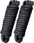 FRM BOARDS Dock Lines: 5/8" x 30' Double Braid Nylon Boat Dock Lines, Premium Boat Ropes for Docking with 15" Loop, Marine-Grade Boat Ropes, Black Marine Rope Boat Lines, 2 Pack Dock Lines for Boats