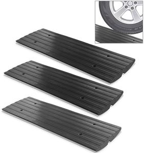 Pyle Car Driveway Adjustable Curb Ramps - 3 Pack Heavy Duty Rubber Threshold Ramp Kit Set -For Loading Dock, Garage, Sidewalk, Truck, Scooter, Bike, Motorcycle & Wheelchair Mobility- PCRBDR23