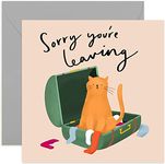 Old English Co. Cat Sorry You're Leaving Card - Fun Farewell Greeting Card | Goodbye, Colleague Leaving, Moving | Blank Inside & Envelope Included