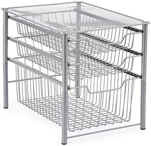 EZOWare 3 Étagères Tiroir à Mailles Métal Sous évier Rangement Organiseur pour Salle de Bain, Cuisine, Comptoir, Armoire - Argent