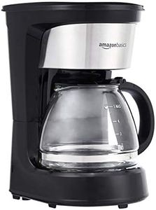 Amazon Basics 5-Cup Coffee Maker with Reusable Filter, Coffee Pot, Coffee Machine, Black and Stainless Steel