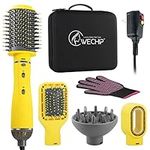 Hair Dryer Brush, WeChip 4 in 1 Hot Air Brush for Drying/Curling/Straightening, One-Step Blow Dryer Brush & Volumizer with Ceramic Coating, 3 Temperature Settings (Yellow)