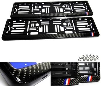 RZG Lot de 2 Supports de Plaque d'immatriculation en Fibre de Carbone véritable Noir France